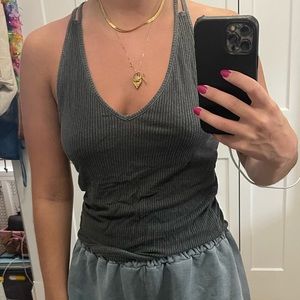 grey strappy rib tank